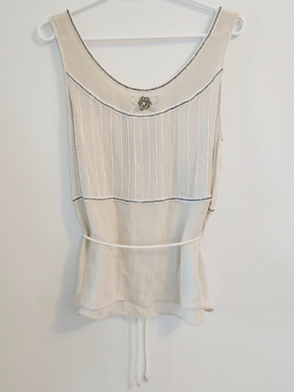 Matthew Williamson Cream Beaded Embellished Tank Top Size Small - Picture 8 of 14